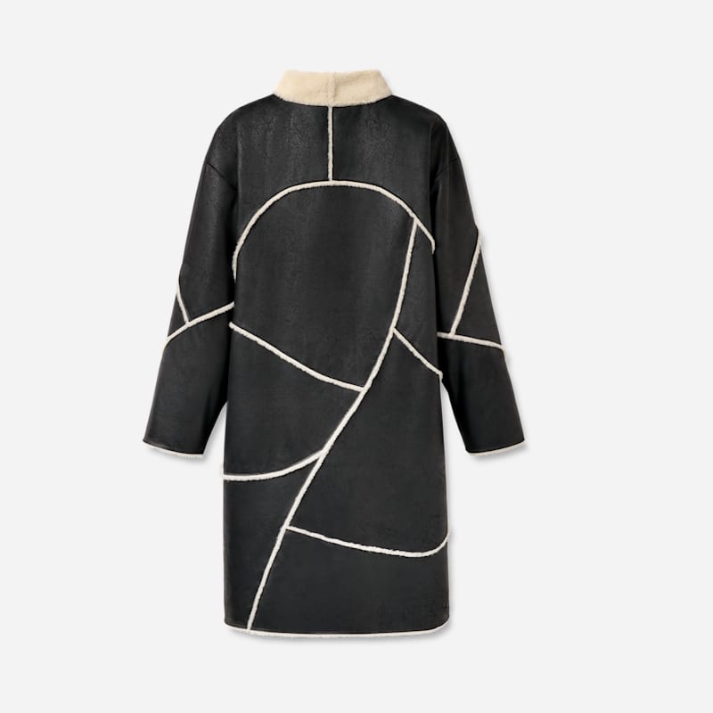 Frakker UGG Emberlynn LuxeFluff Paneled Coat Polyester Flerfarvet | 1171468-BLK, 1