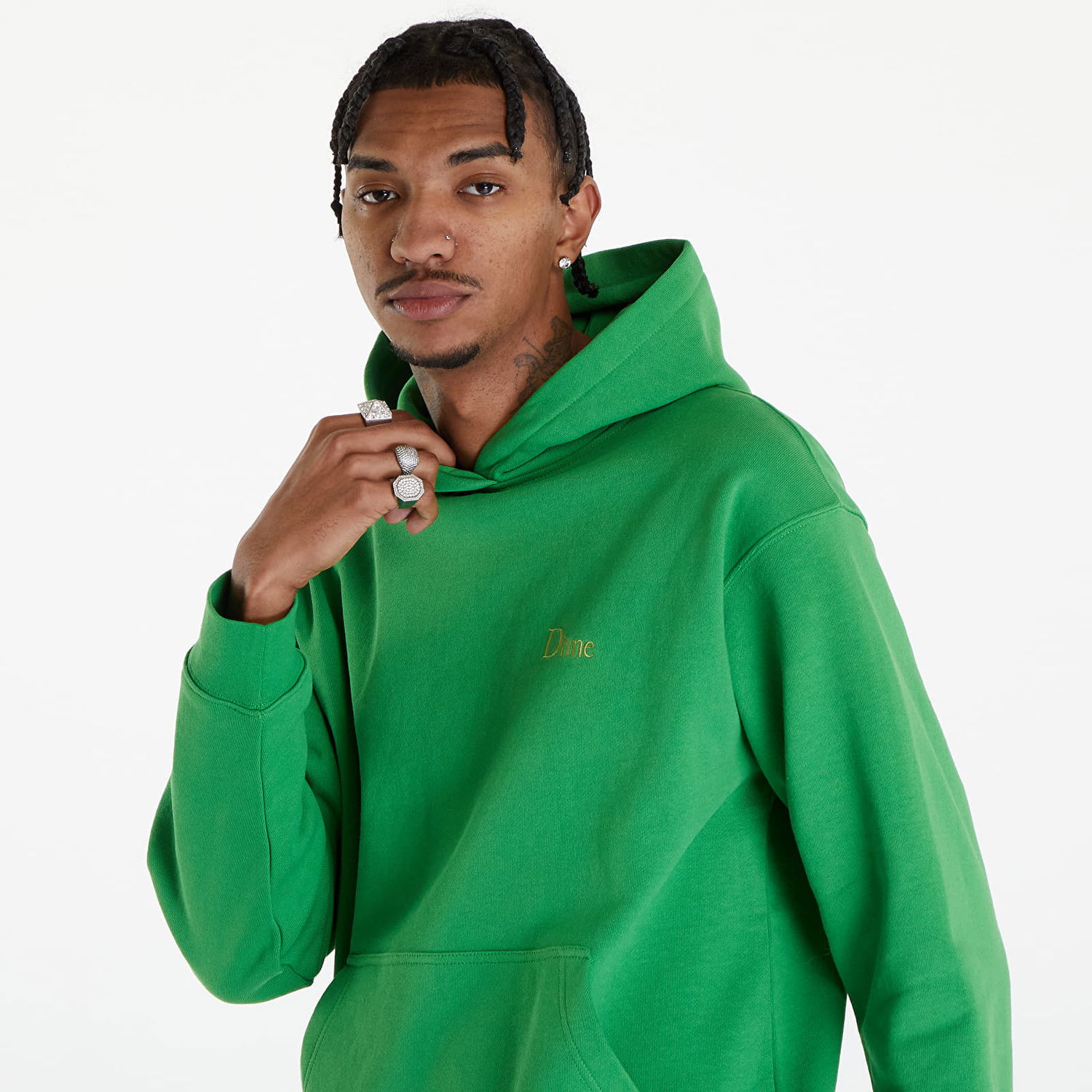 Sweatshirt Dime Classic Small Logo Hoodie Kelly Green Grøn | DIMESP2411GRN, 1