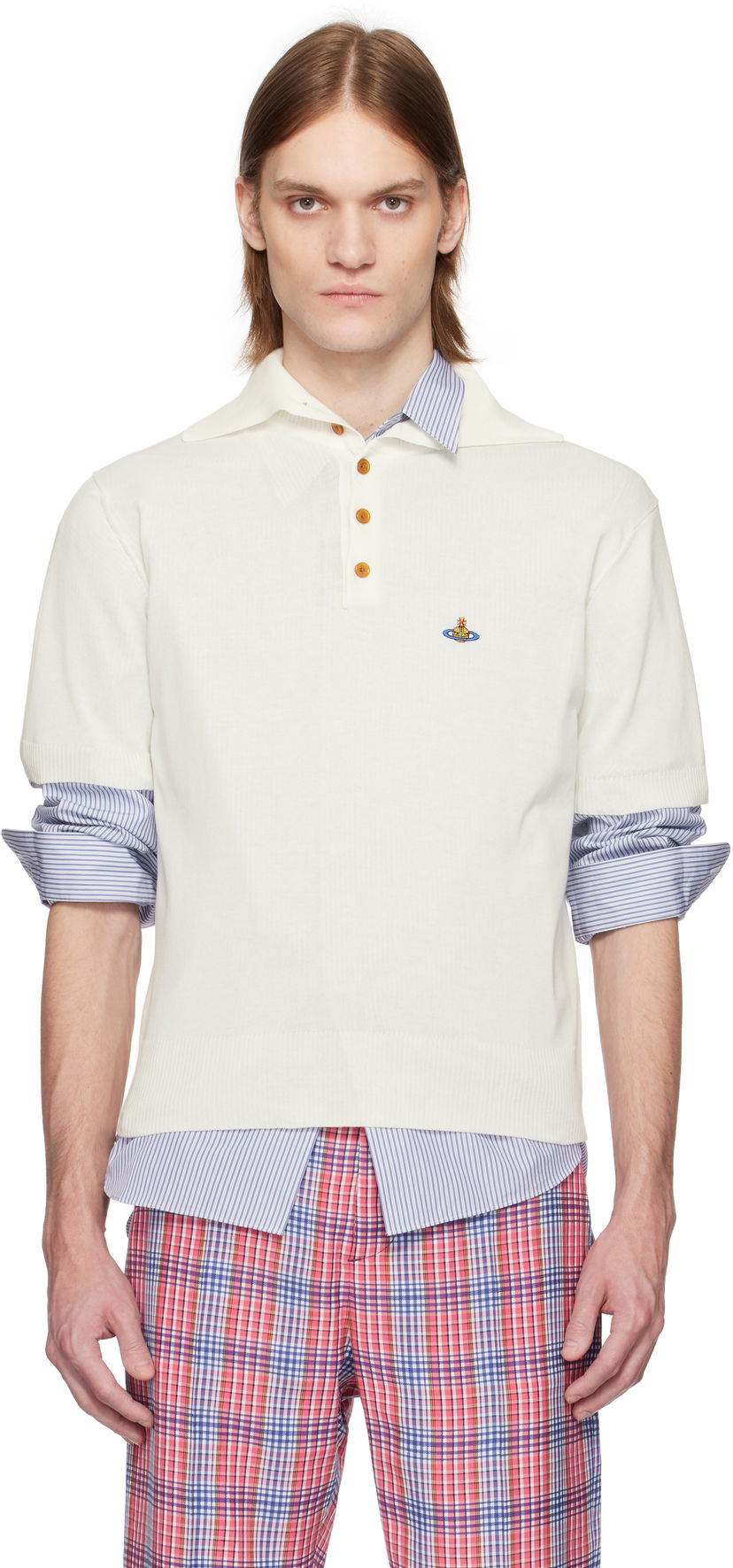 Polo skjorte Vivienne Westwood Vivienne Westwood Alex Knit Polo Hvid | 2701001P-Y003F-