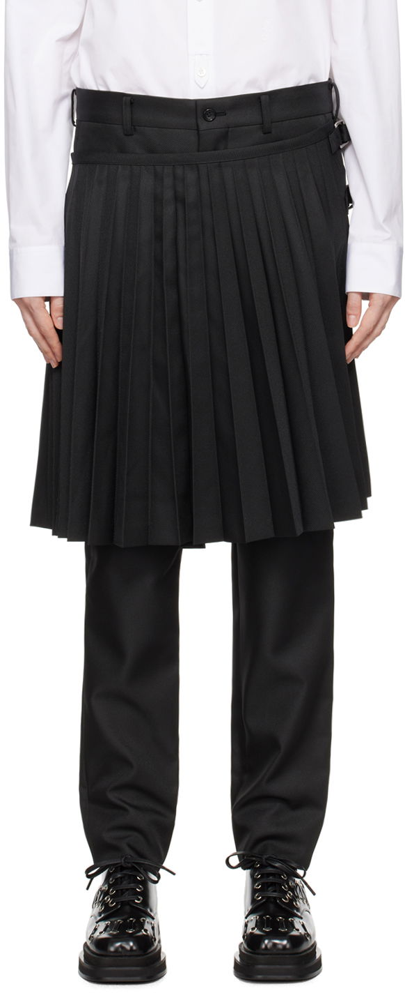 Bukser Comme des Garçons Homme Plus Black Layered Trousers Sort | PN-P048-051