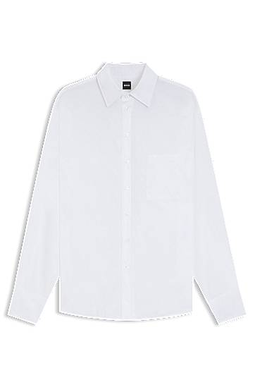 Skjorte BOSS Oversized Cotton Blouse Hvid | 50543800, 0