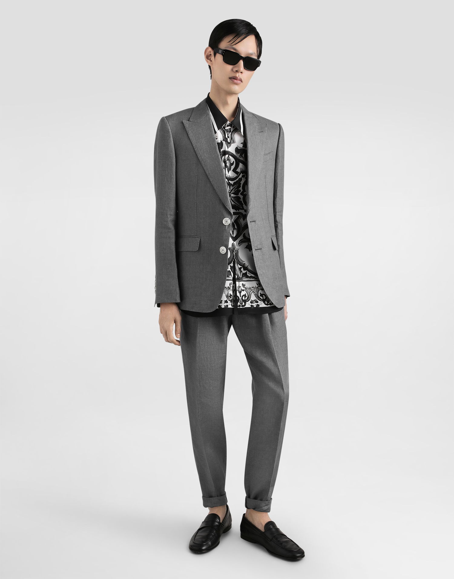 Jakke Dolce & Gabbana Dolce & Gabbana Sicilia Single-Breasted Washed Linen Jacket Grå | G2QS6TFU4MFN0701, 1