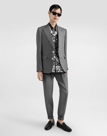 Jakke Dolce & Gabbana Dolce & Gabbana Sicilia Single-Breasted Washed Linen Jacket Grå | G2QS6TFU4MFN0701, 1