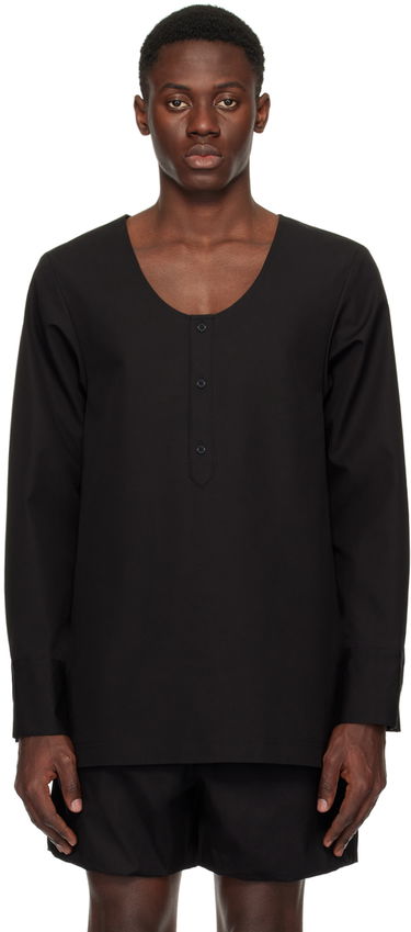 Skjorte We11done Scoop Neck Long Sleeve Shirt Sort | WD-BL1-24-151-M-BK, 0