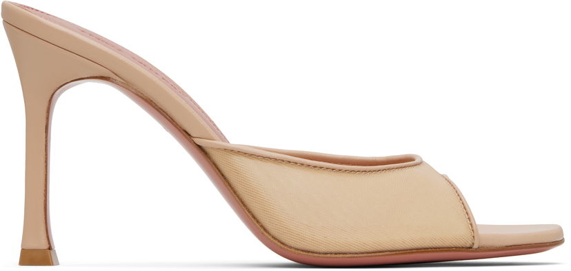 Tilbehør Amina Muaddi Amina Muaddi Alexa Mesh 95 Heeled Sandals Beige | SSENSE EXCLUSIVE 95MM ALEXA MESH