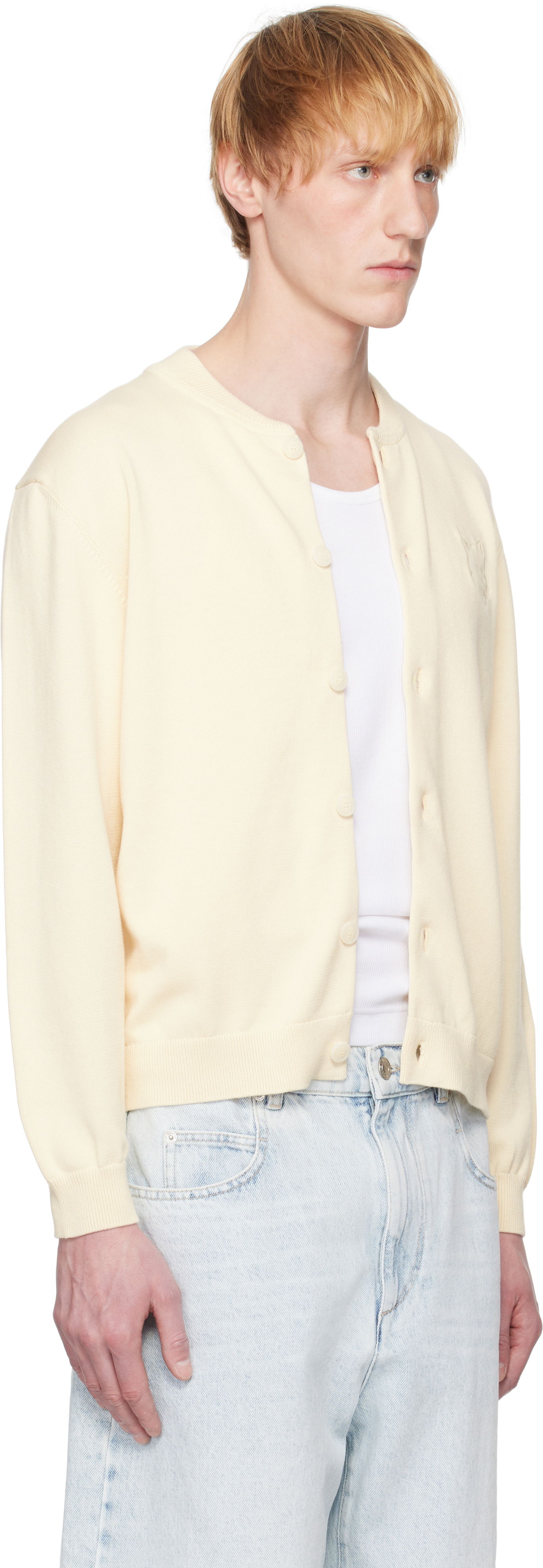 Sweater MAISON KITSUNÉ Maison Kitsuné Fox Head Embroidered Cardigan Gul | OM02135KT1135, 1