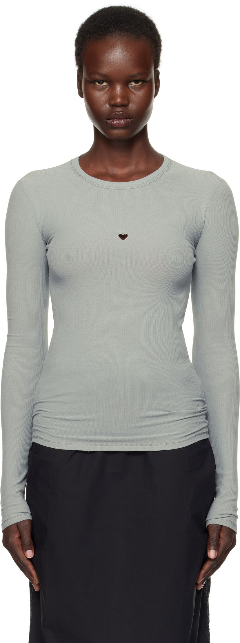Sweater Baserange Baserange Heart Cutout Long Sleeve T-Shirt Grå | TOHLS-RB-SP25