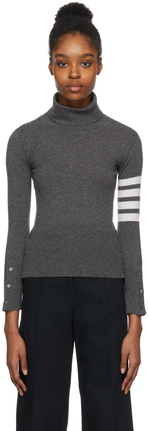 Sweater Thom Browne Thom Browne Cashmere Classic Turtleneck Grå | FKA117A-00011