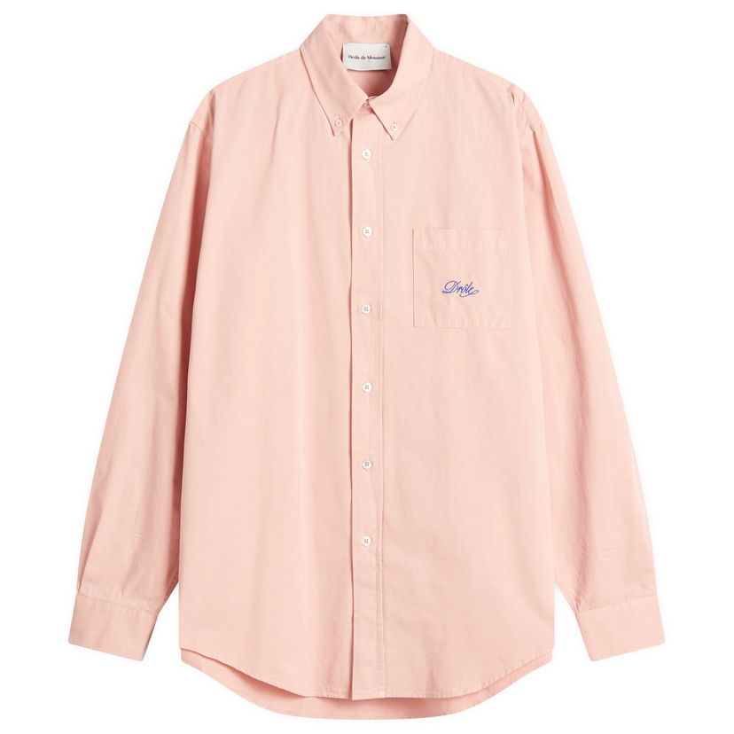 Skjorte Drôle de Monsieur Drole de Monsieur Oxford Cotton Long Sleeve Shirt, Size Large Lyserød | G-SH195-CO178-LPI