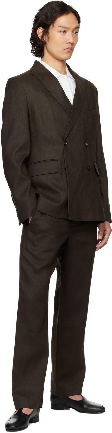 Frakker Bode Bode Linen Double-Breasted Blazer Brun | MRS25SJ011, 3