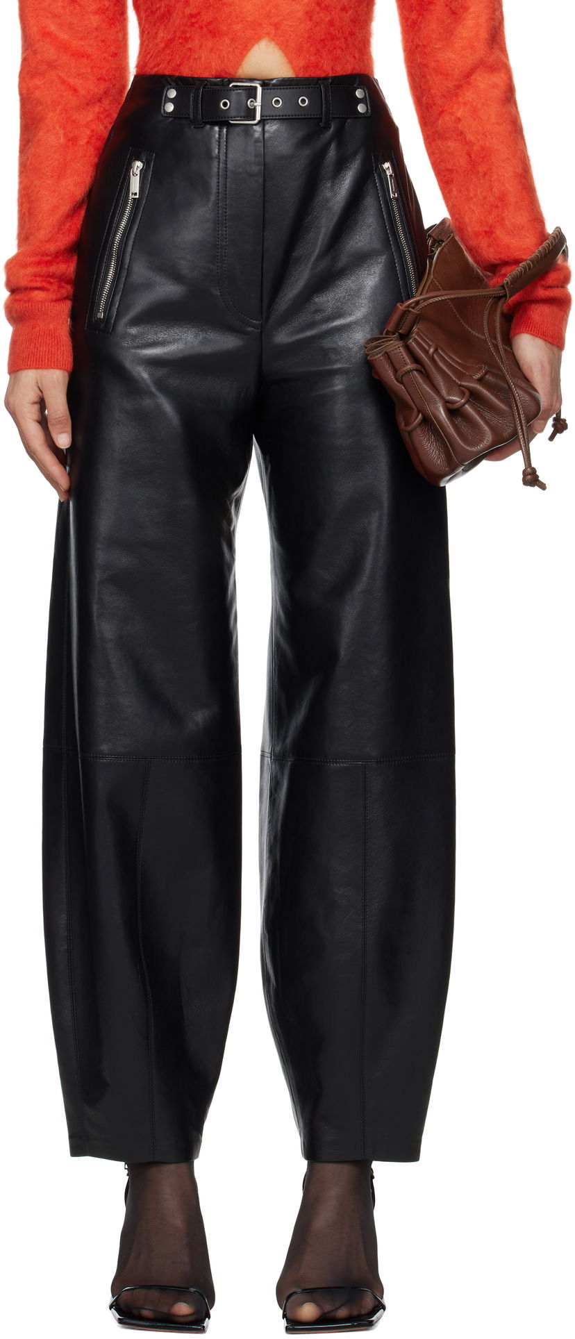 Bukser Nanushka Nanushka Jozefa Regenerated Leather Balloon Trousers Sort | NW25RSPA13699