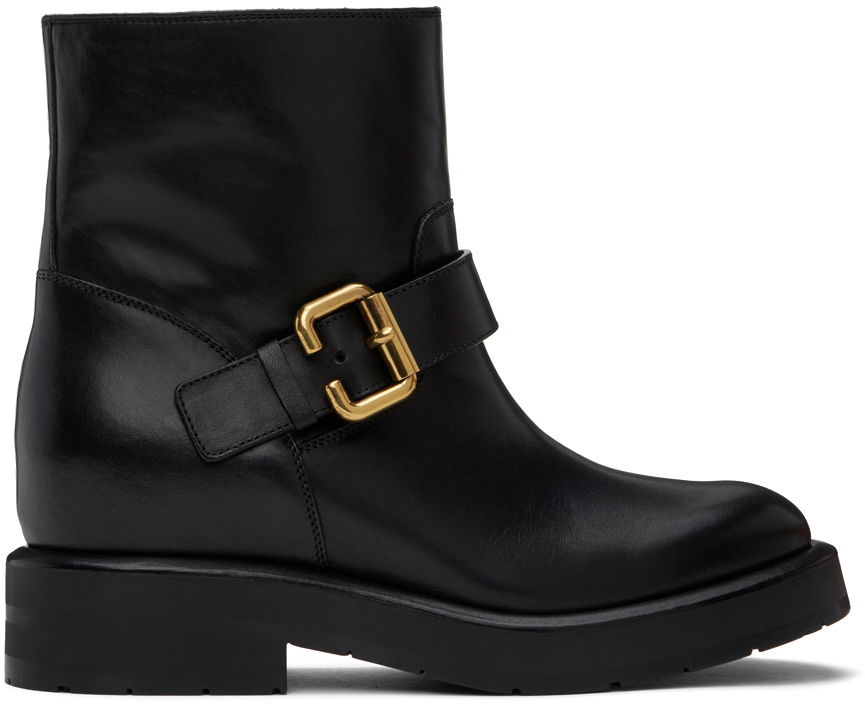 Sneakers og sko CHLOÉ Coddington Leather Ankle Boots with Buckle Sort | CHC24A04NNV, 0