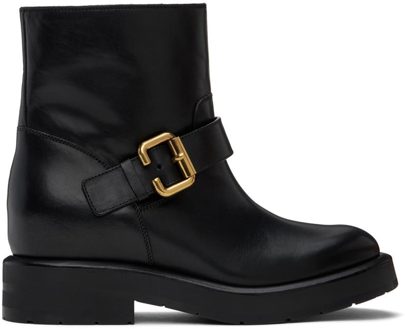 Sneakers og sko CHLOÉ Coddington Leather Ankle Boots with Buckle Sort | CHC24A04NNV