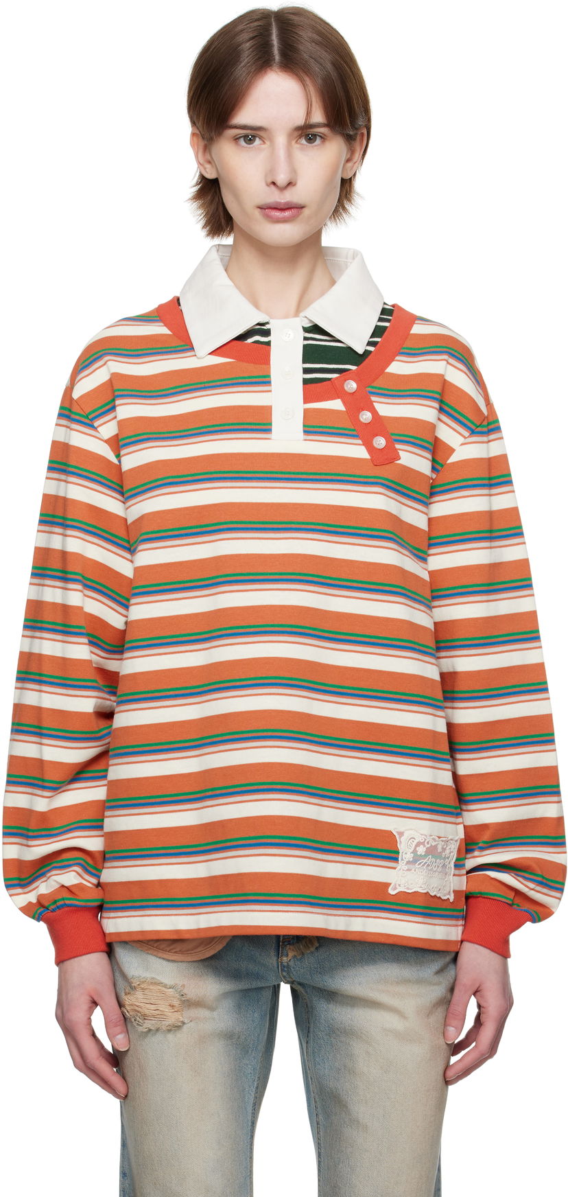 Polo skjorte Andersson Bell Andersson Bell Striped Long Sleeve Polo Orange | atb1259w