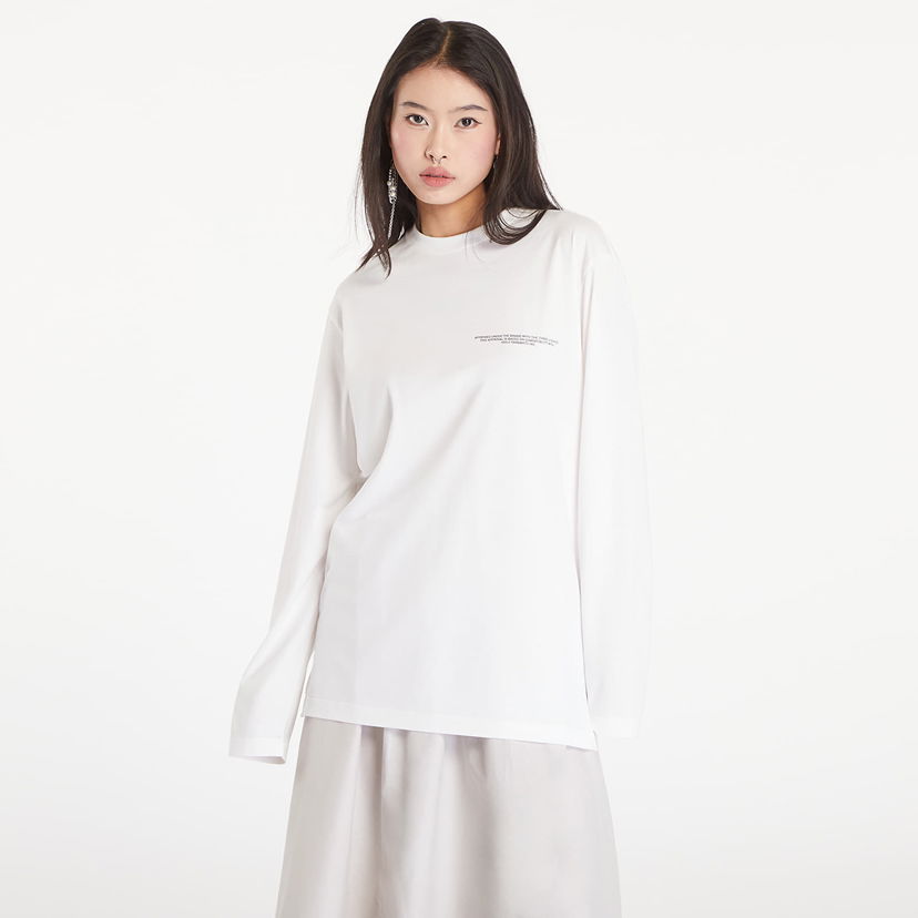 T-shirt Y-3 Logo Long Sleeve Tee UNISEX Core White Hvid | JE9279