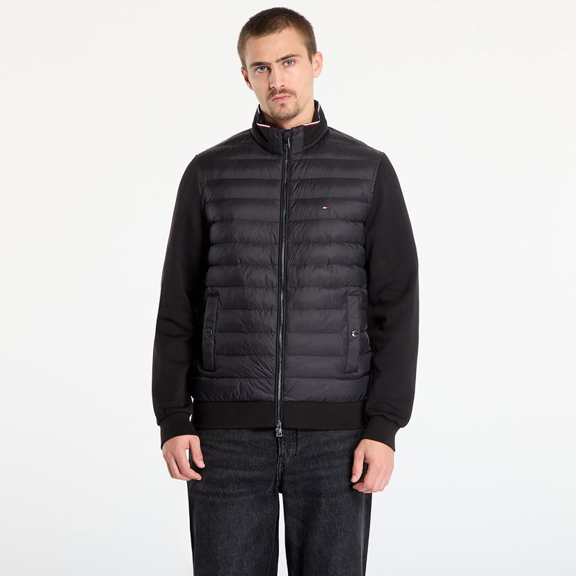 Puffer jakke Tommy Hilfiger Jacket Mix Media Ess Rwb Stand Collar Sort | MW0MW41329 BDS