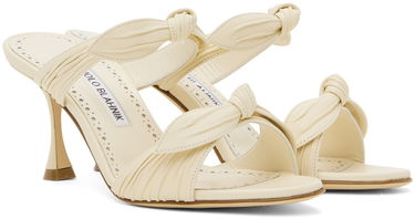 Tilbehør Manolo Blahnik Manolo Blahnik Lollo Knotted Heeled Sandals Hvid | 224-1604, 3