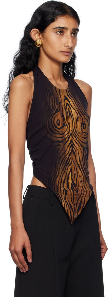 Tanktop Jean Paul Gaultier Jean Paul Gaultier Scarf Print Wood Halter Top Sort | 25/03-W-TO316-M002P-0060, 1
