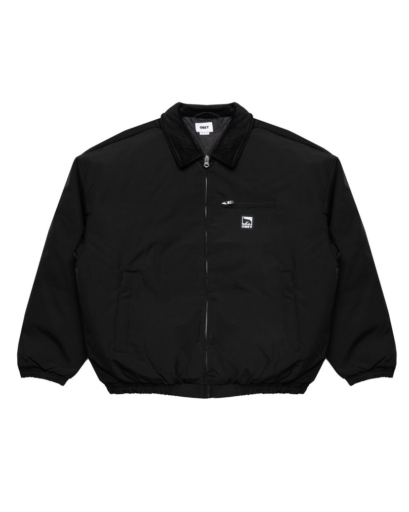 Bomberjakke OBEY ELYSIAN Corduroy Collar Bomber Jacket Sort | 121800601-BLK