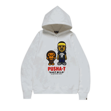 Sweatshirt BAPE x Pusha-T Baby Milo Hoodie Hvid | 2F73 114 918 WHITE, 0