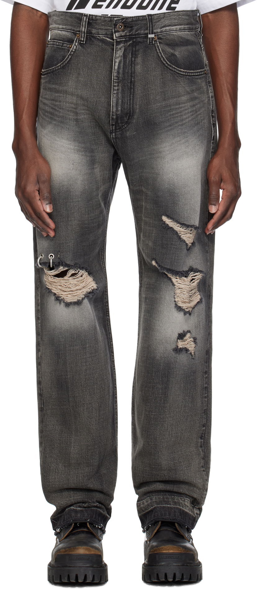 Jeans We11done We11done Distressed Jeans Grå | WD-DP0-25-333-M-BK