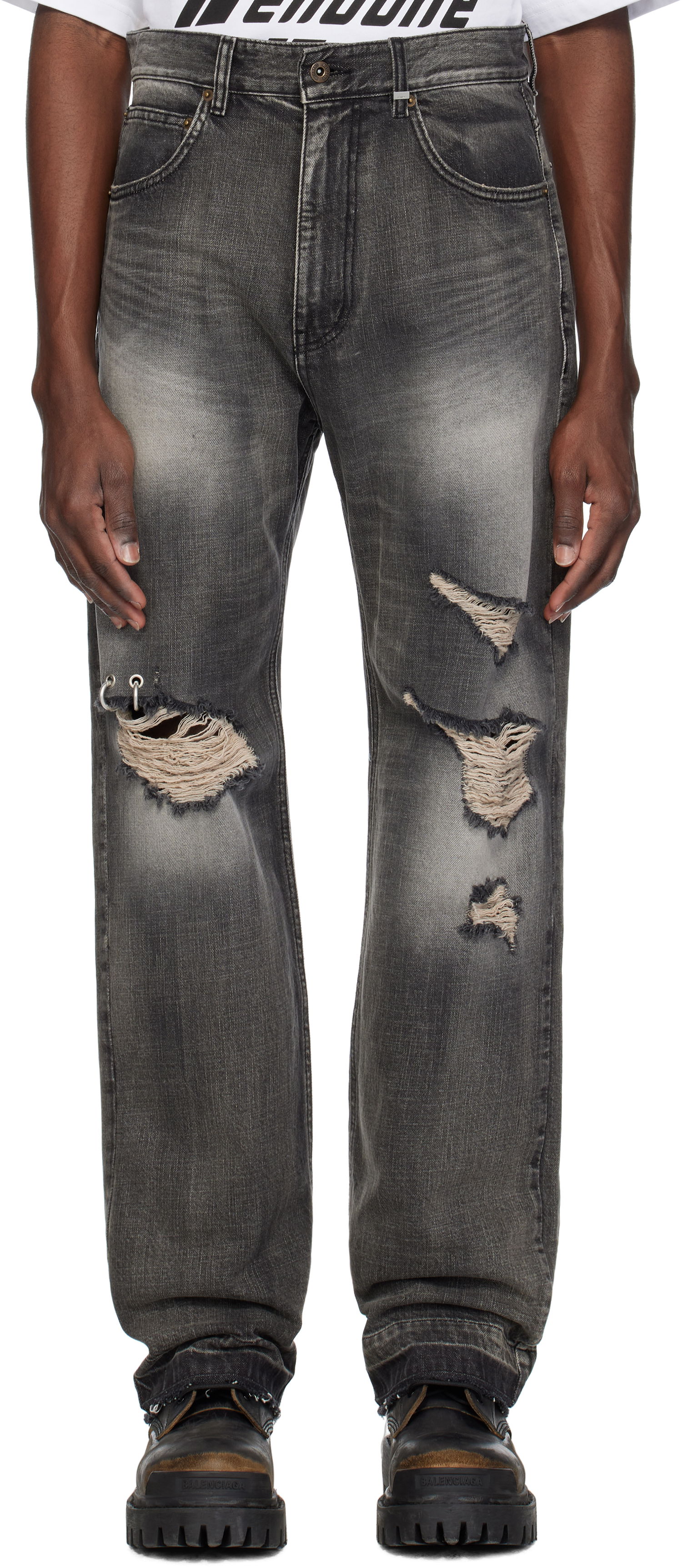 Jeans We11done We11done Distressed Jeans Grå | WD-DP0-25-333-M-BK, 0