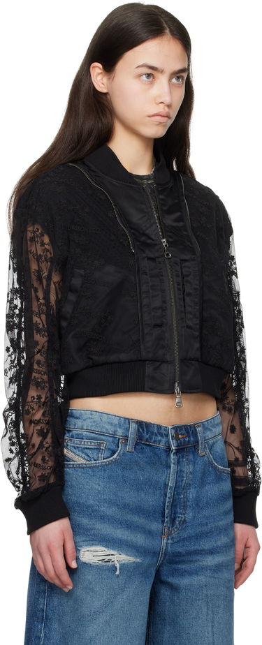 Bomberjakke Andersson Bell Andersson Bell Layered Logo Lace Short Bomber Jacket Sort | awa702w, 1