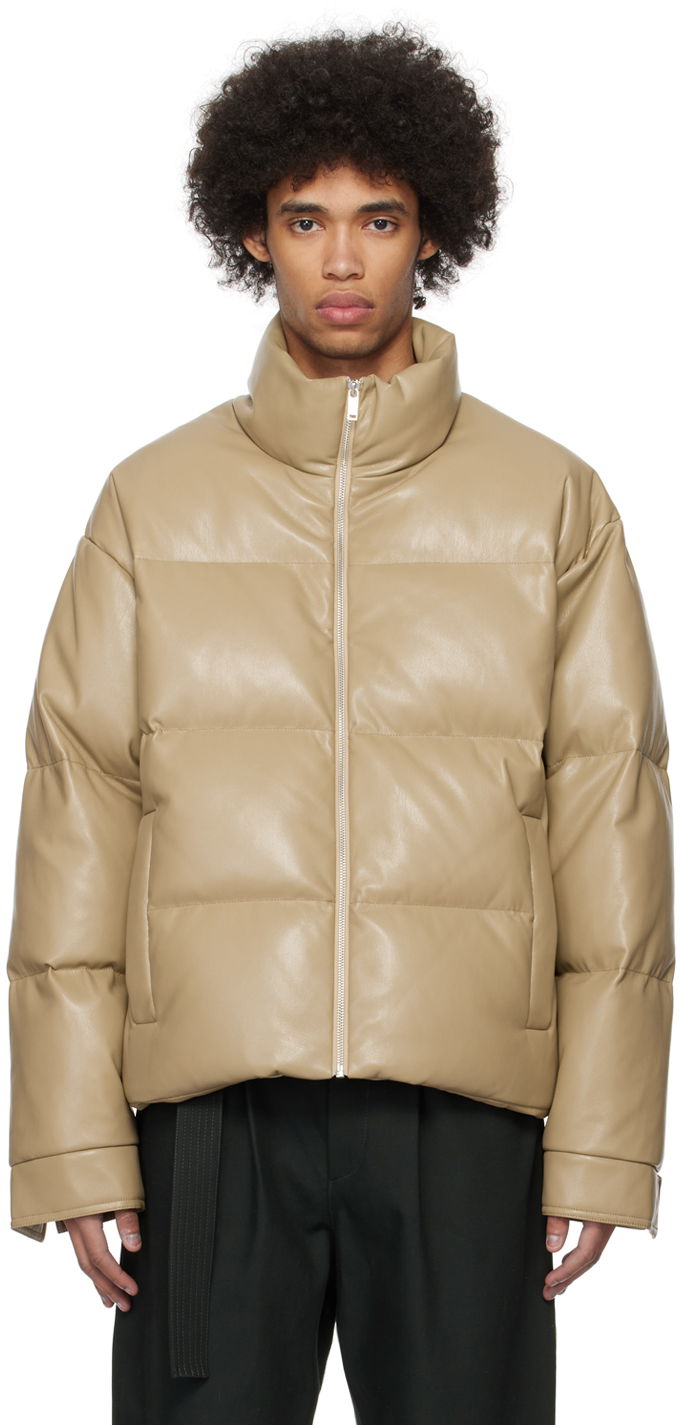 Jakke Nanushka Marron Vegan Leather Down Jacket Beige | NM24RSOW00679