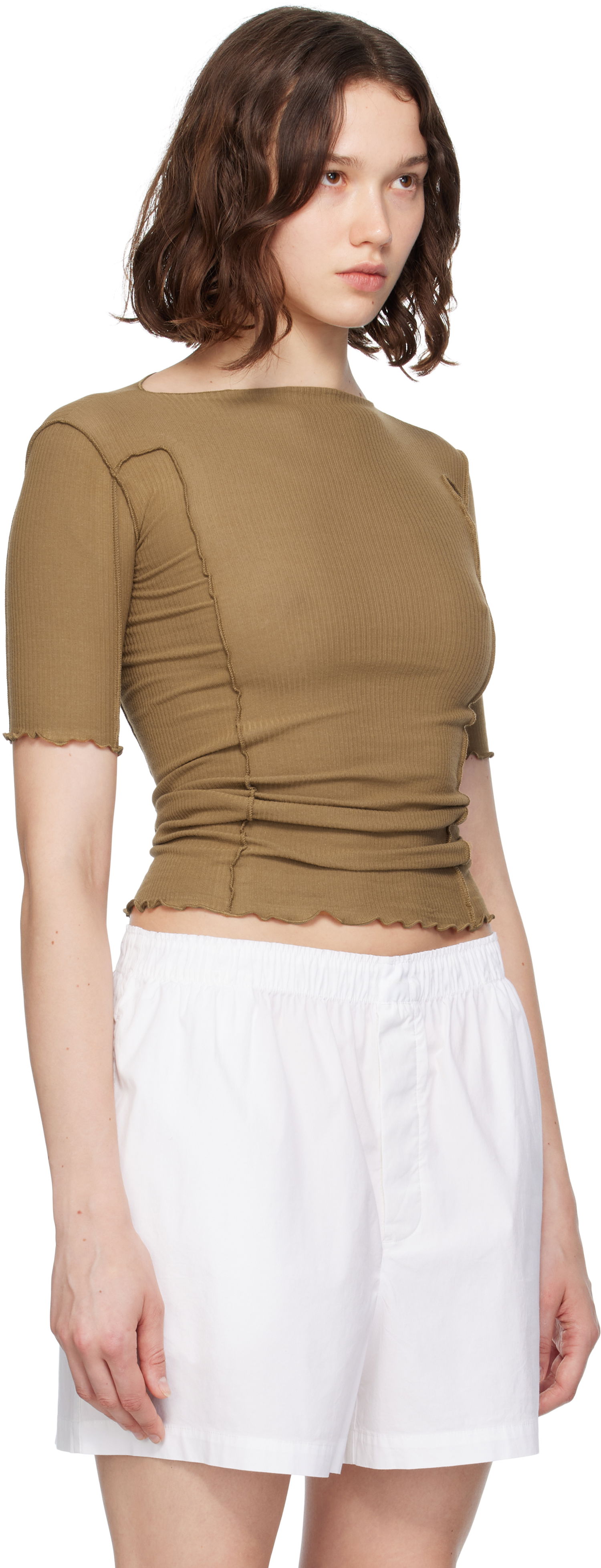 T-shirt Baserange Baserange Omato 3/4 Sleeve T-Shirt Brun | TTO3-RB-SU25, 1
