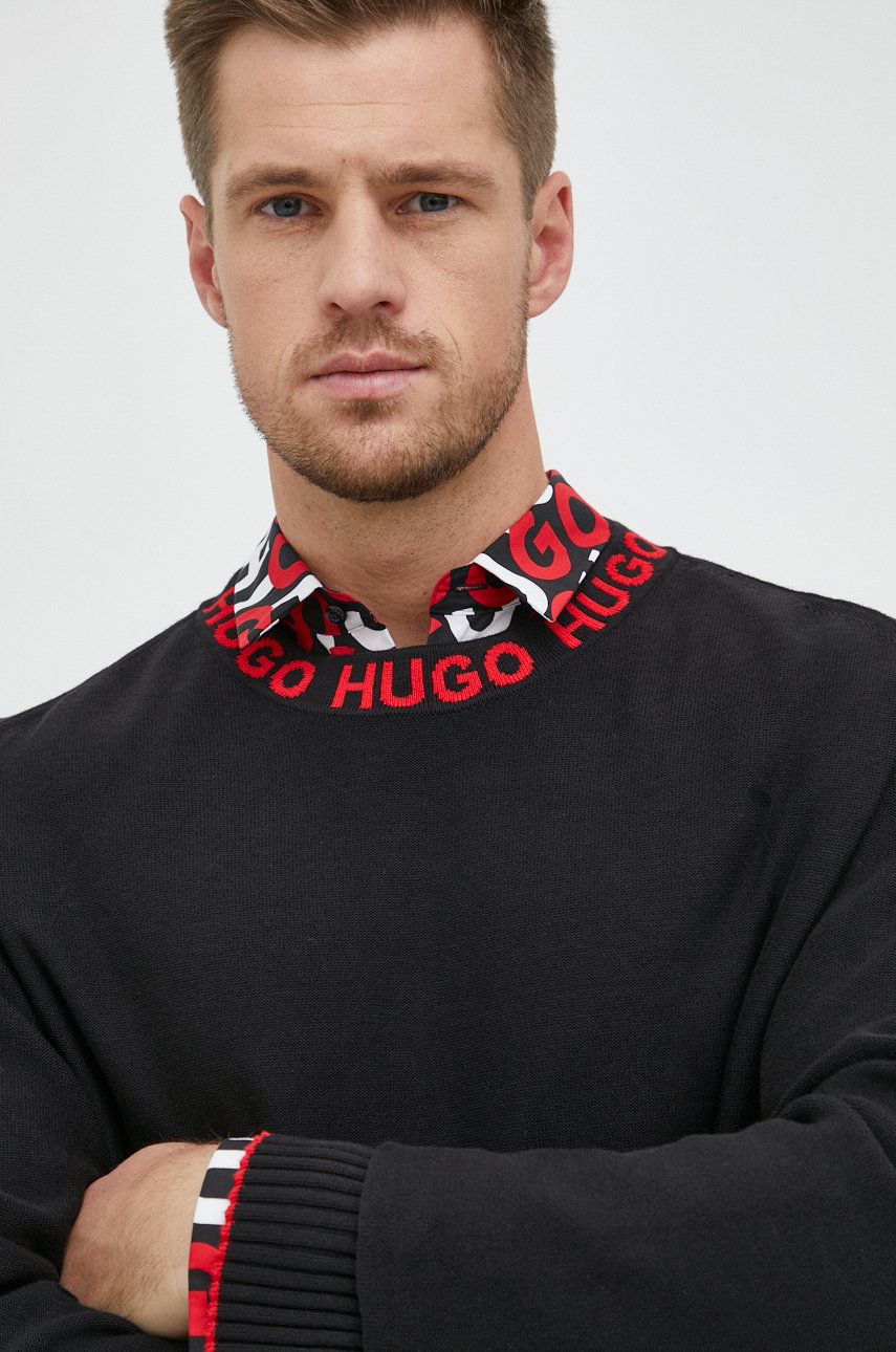 Sweater BOSS Cotton Sweater Sort | 50474813, 1