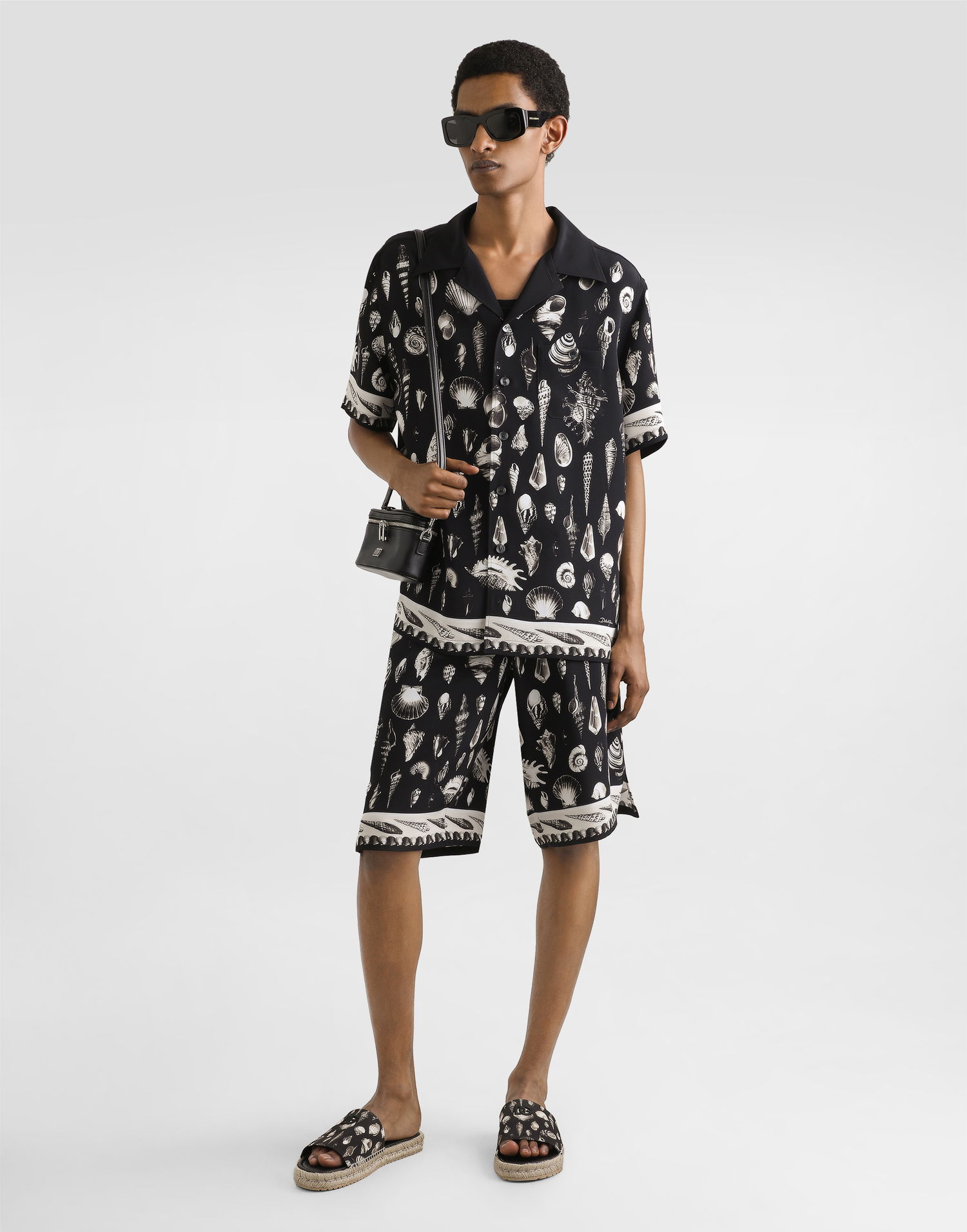 Skjorte Dolce & Gabbana Dolce & Gabbana Shell-Print Crepe Marocaine Hawaii Shirt Sort | G5JH9THI1ZFHN5PI, 1