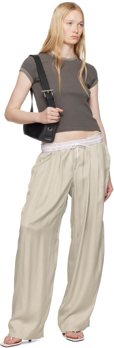 Bukser Alexander Wang Alexander Wang Pre-Styled Turn-Down Waistband Trousers Beige | 1WC2254844, 3