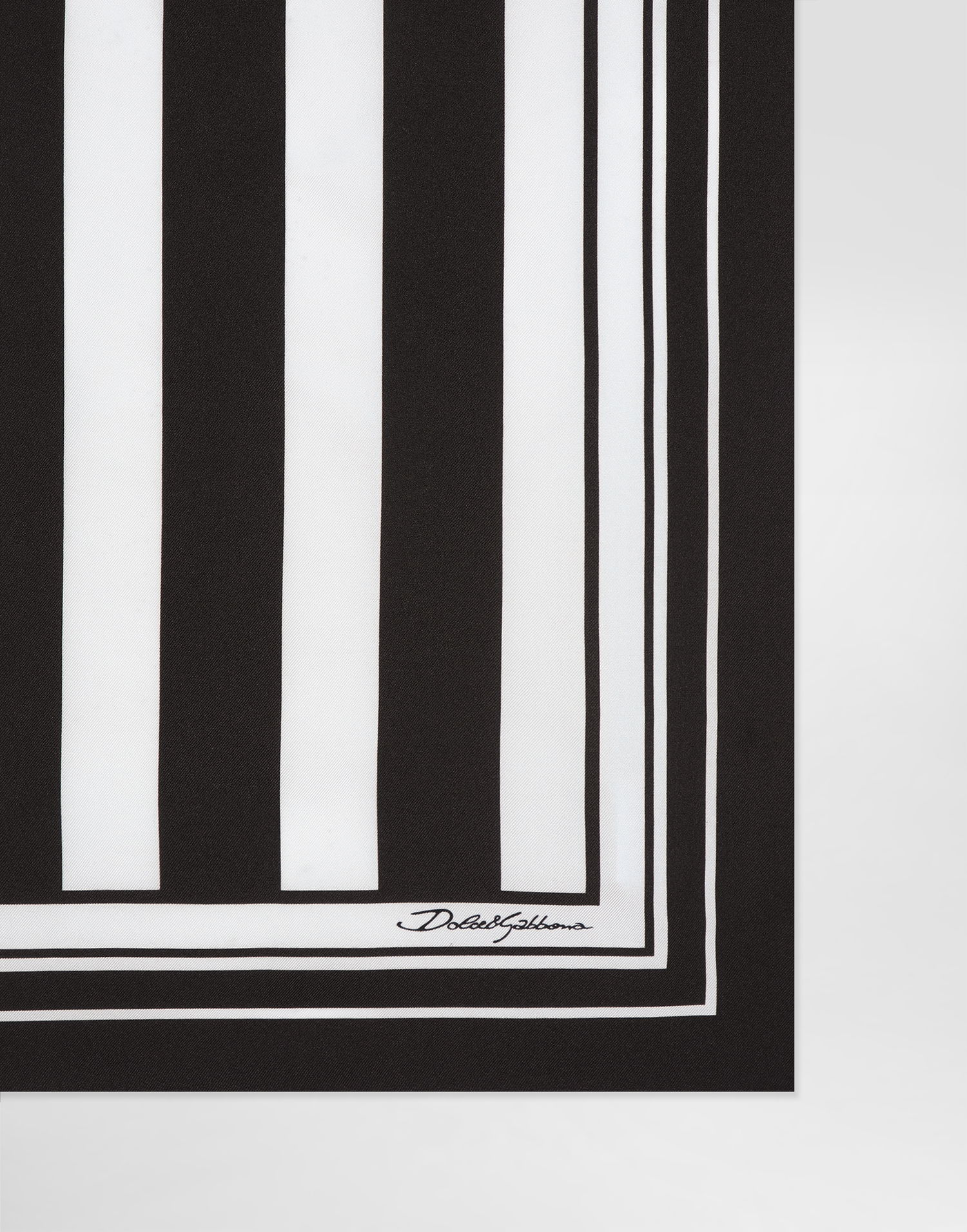 Tørklæde Dolce & Gabbana Dolce & Gabbana Striped Silk Twill Square Scarf Sort | GQ704EG0WU9HM8DA, 1