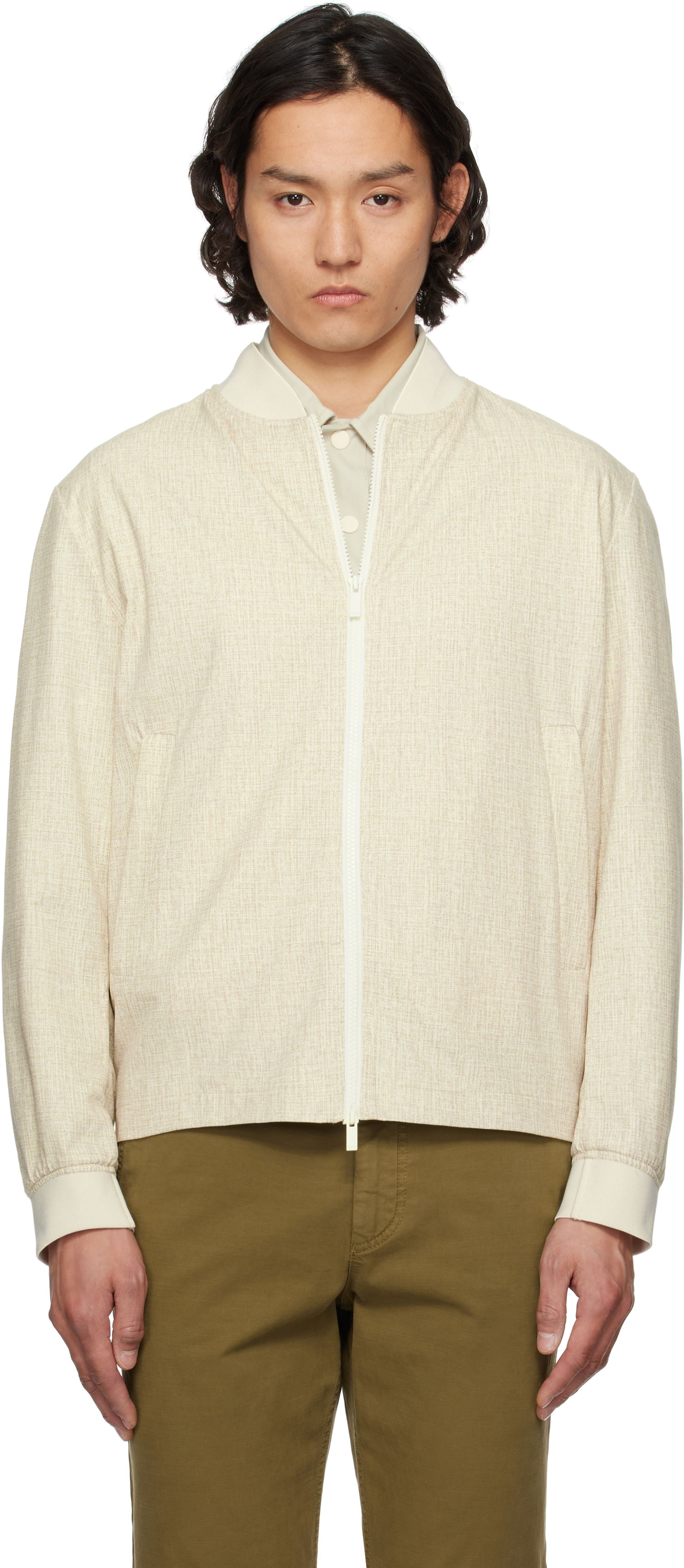 Bomberjakke BOSS BOSS Slim-Fit Bomber Jacket Beige | 50539477, 0
