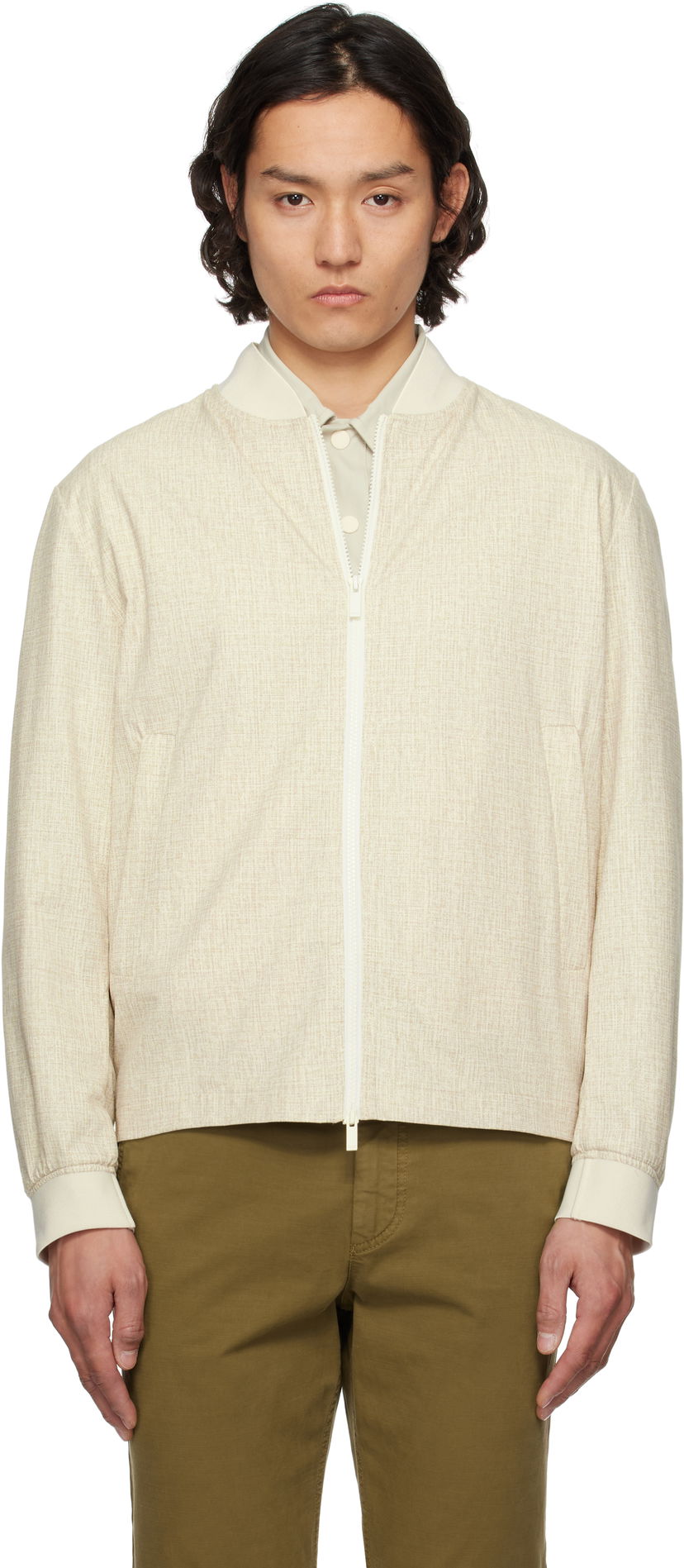 Bomberjakke BOSS BOSS Slim-Fit Bomber Jacket Beige | 50539477