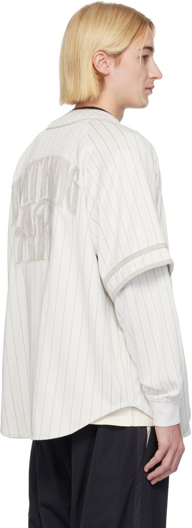 Skjorte BAPE Striped Long Sleeve Baseball Shirt Hvid | 001SHK801303M, 2