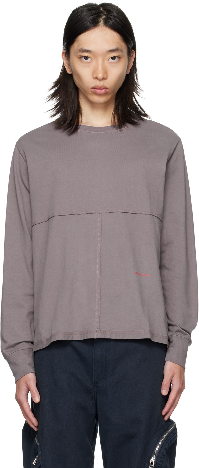 T-shirt Eckhaus Latta Eckhaus Latta Lapped Long Sleeve T-Shirt Grå | 302-EL-PF25-SK