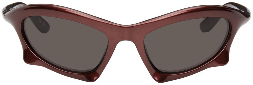 Solbriller Balenciaga Burgundy Bat Rectangle Sunglasses Bourgogne | BB0229S-005, 0
