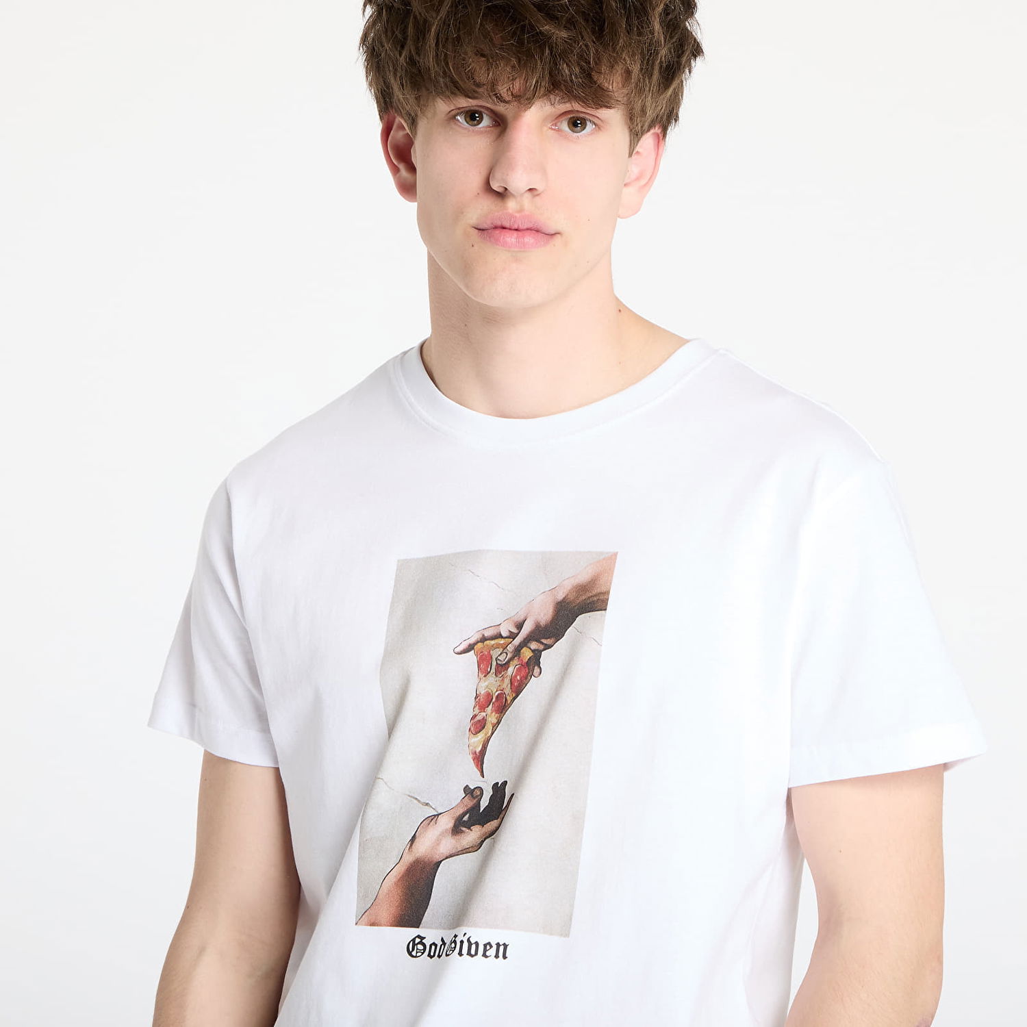 T-shirt Urban Classics Urban Classics God Given Pizza Graphic Tee Hvid | MT1575-00220, 1