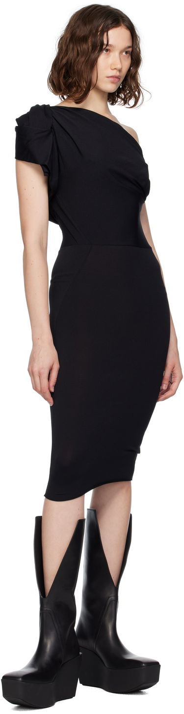Kjole Rick Owens Concordians Twist One-Shoulder Midi Dress Sort | RP02E4521 JN, 3