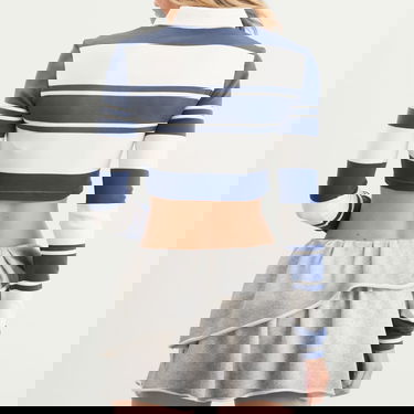 Polo skjorte Acne Studios Euston Cropped Striped Polo Shirt, Size Large Blå | AL0478-BL1, 3