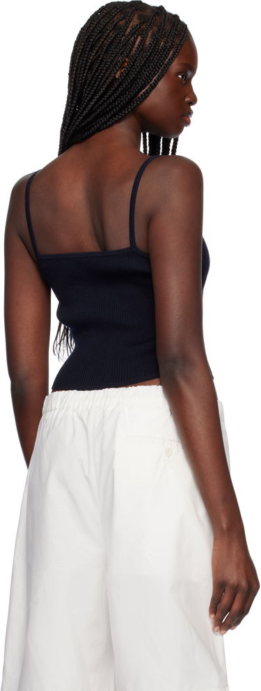 Tanktop MAISON KITSUNÉ Maison Kitsuné Baby Fox Patch Fine Rib Cropped Camisole Mørkeblå | OW00601KT1091, 2