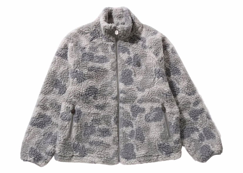 Puffer jakke BAPE BAPE Tonal Solid Camo Metal Ape Head One Point Fleece Jacket Gray Grå | 1J80-140-065