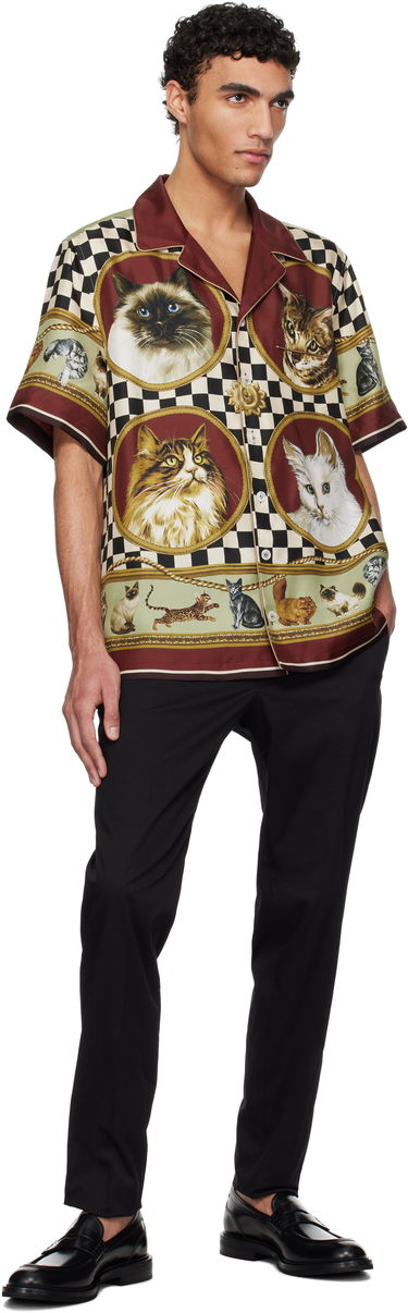 Skjorte Dolce & Gabbana Dolce&Gabbana Silk Cat Print Shirt Flerfarvet | G5LH3THI1VV, 3
