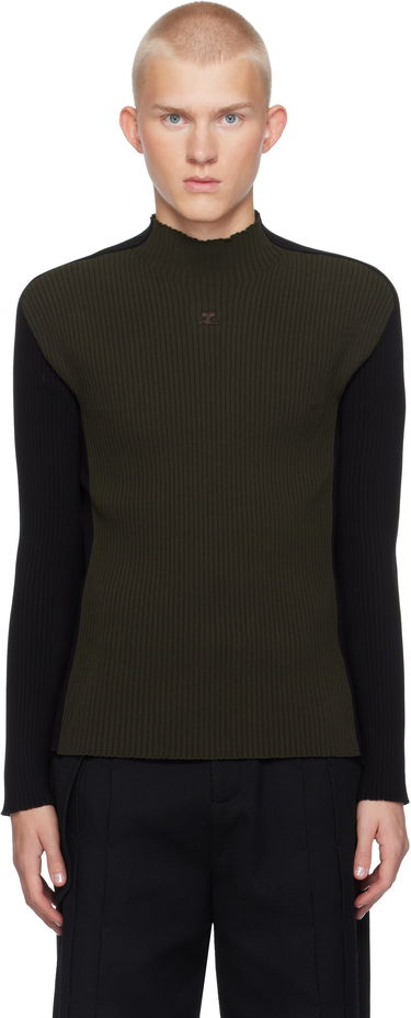Sweater Courrèges Contrast Frame Rib Knit Turtleneck Grøn | 324MPU184FI0001, 0