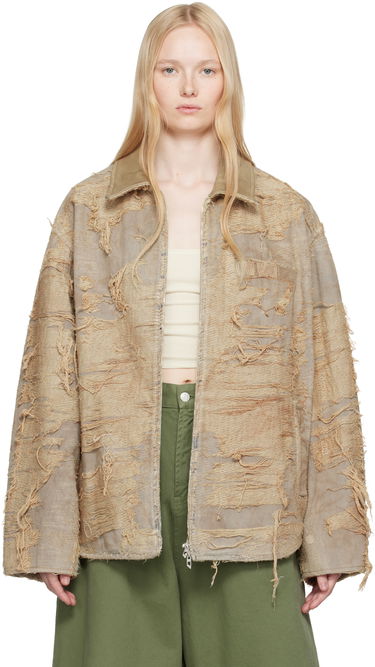 Jakke Diesel Diesel D-Ivar-Fsg Distressed Denim Jacket Beige | A18111 007AZ, 0