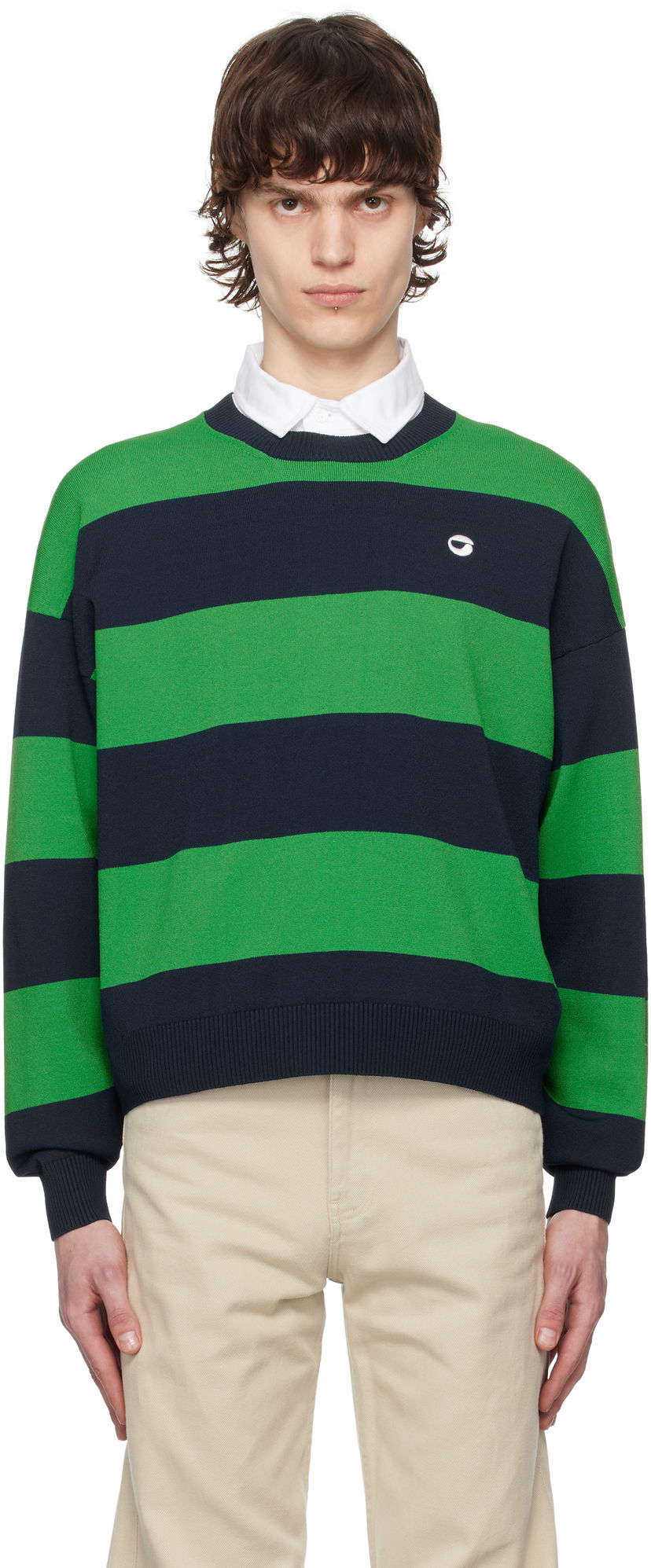Sweater Coperni Coperni Striped Crewneck Sweater Grøn | COPML134SY3010MEN