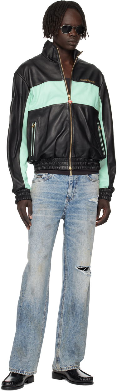 Jakke Casablanca Casablanca Track Leather Jacket Grøn | MPF25-JK-382-01, 3