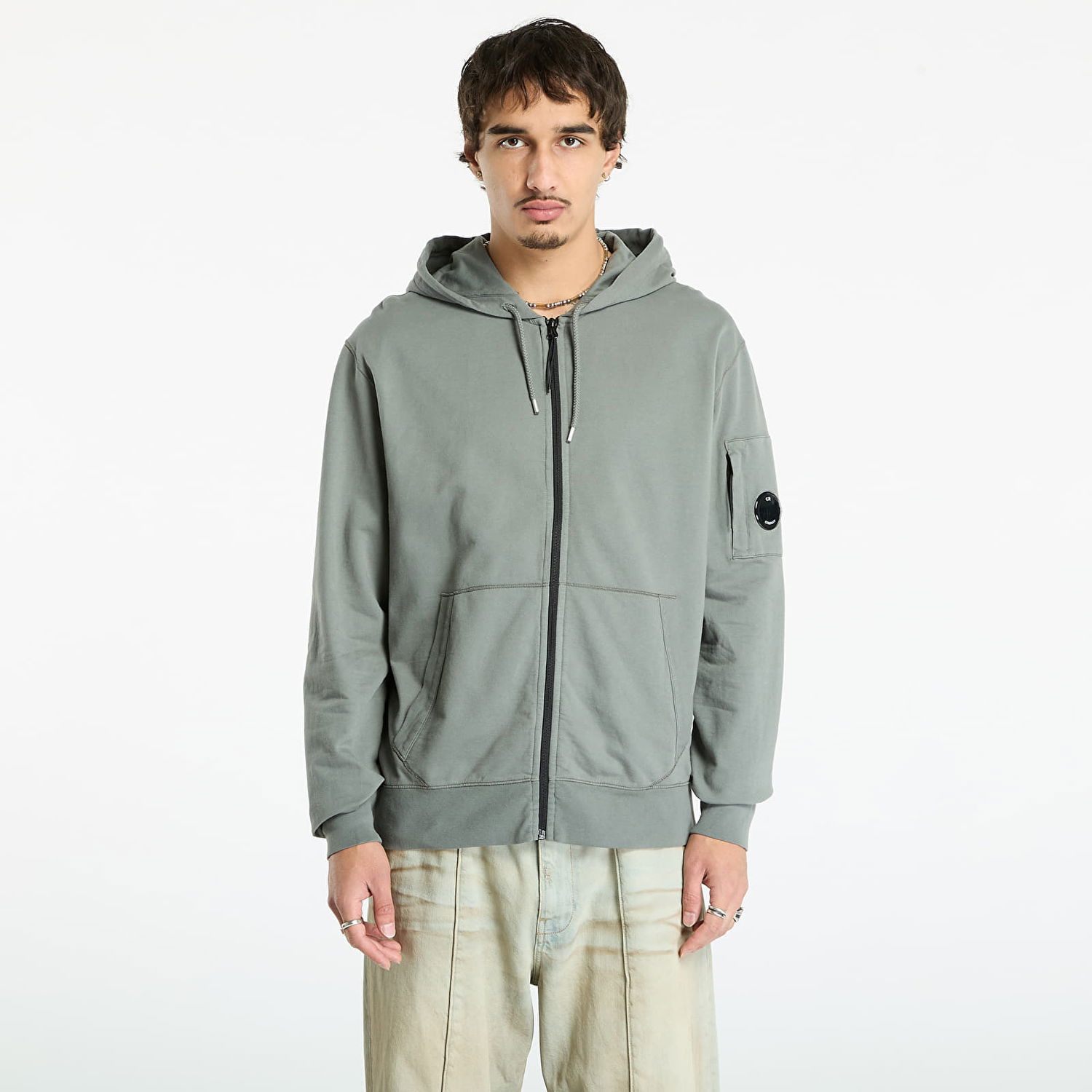 Sweatshirt C.P. Company C.P. Company Light Fleece Hooded Full Zip Sweatshirt Grå | 19CMSS712A002246G-921, 0