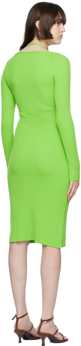 Kjole Blumarine Ribbed Button-Up Midi Dress Grøn | 2A210A, 2